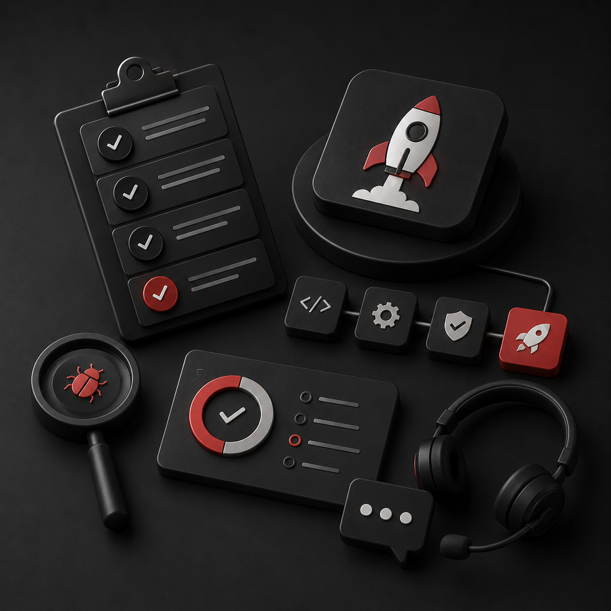 QA testing and launch support visual